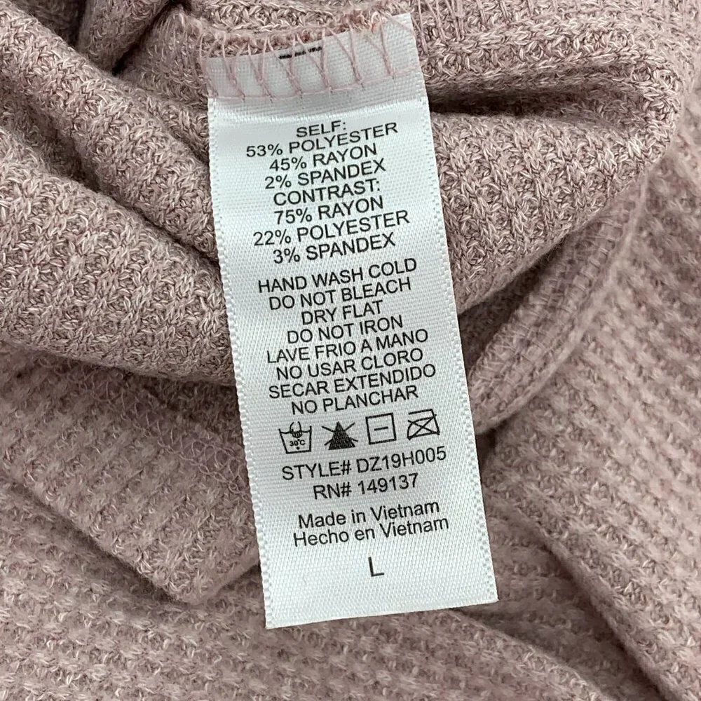 Double Zero Dusty Pink Waffle Knit Lounge Top - Picture 5 of 6